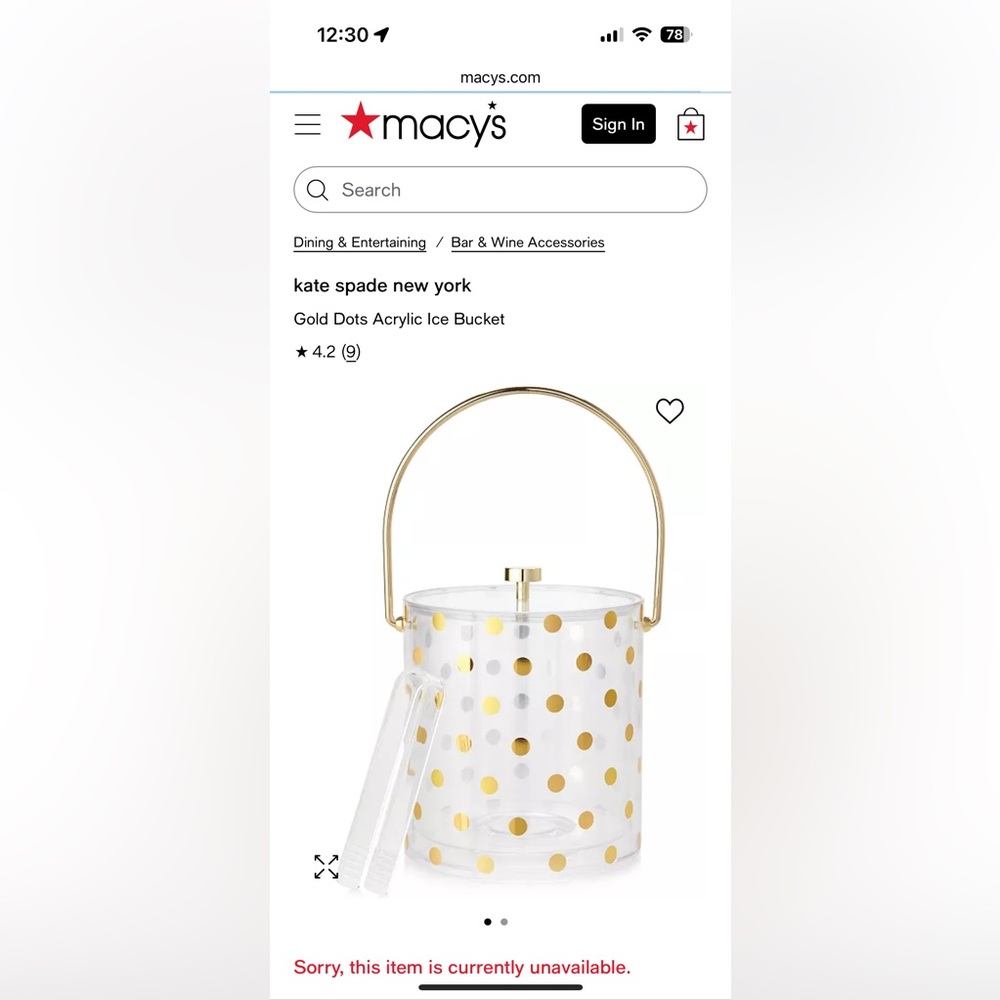 Kate Spade New York Acrylic Polka Dot Ice Bucket